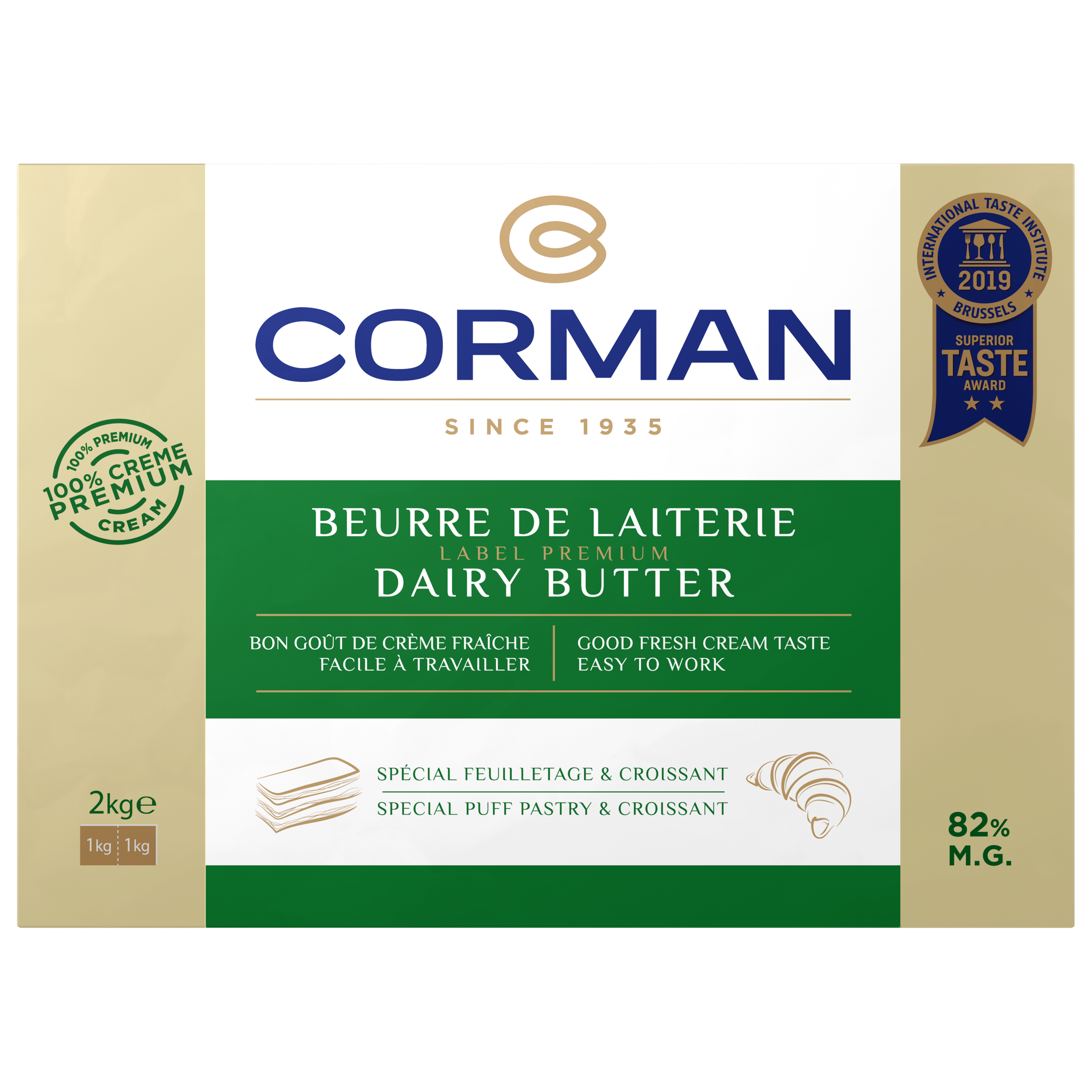 Beurre de Laiterie 82 % M.G. - Plaque - Corman Belgique