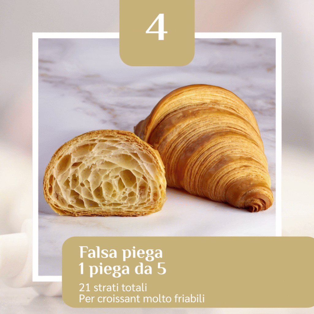 Croissant con incasso a falsa piega, 1 piega da 5